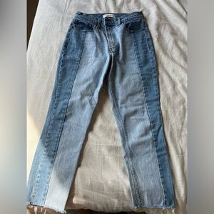 Size 28 Abercrombie and Fitch Two Tone high rise mom jeans